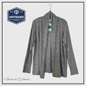 ARTISANS APPAREL Gray/Black & White Draped Open Front Light Weight Cardigan XL
